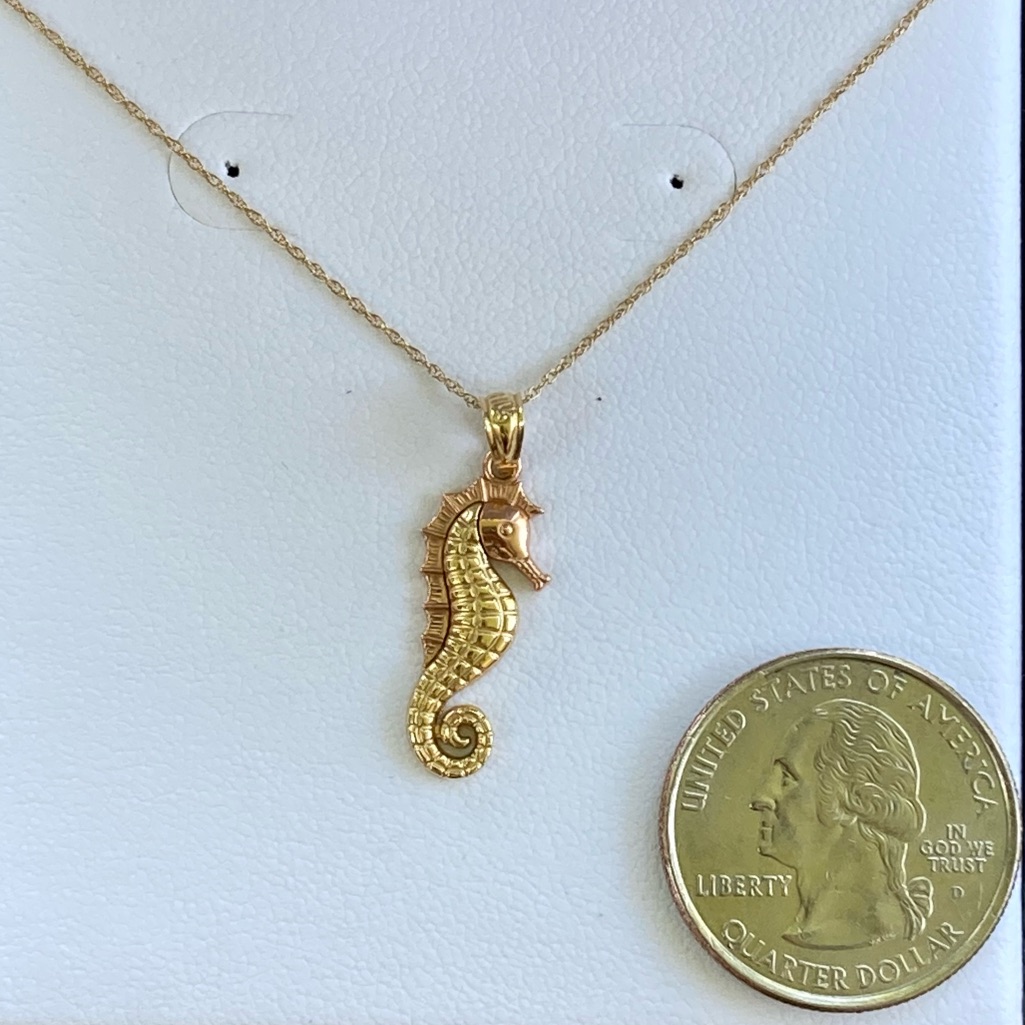 14k TwoToned Seahorse Necklace